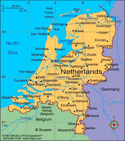 map of holland with cities.